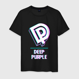 Мужская футболка хлопок с принтом Deep Purple Glitch Rock в Белгороде, 100% хлопок | прямой крой, круглый вырез горловины, длина до линии бедер, слегка спущенное плечо. | band | deep | deep purple | glitch | metal | purple | rock | глитч | группа | дип | метал | перпл | рок | хард