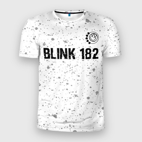 Мужская футболка 3D Slim с принтом Blink 182 Glitch на светлом фоне в Курске, 100% полиэстер с улучшенными характеристиками | приталенный силуэт, круглая горловина, широкие плечи, сужается к линии бедра | band | blink | glitch | metal | paint | rock | блинк | брызги | группа | краска | метал | рок | хард