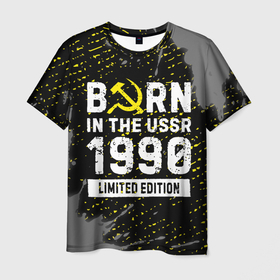 Мужская футболка 3D с принтом Born In The USSR 1990 year Limited Edition в Курске, 100% полиэфир | прямой крой, круглый вырез горловины, длина до линии бедер | 