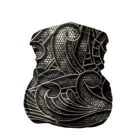Бандана-труба 3D с принтом Брутальный металлический орнамент в Белгороде, 100% полиэстер, ткань с особыми свойствами — Activecool | плотность 150‒180 г/м2; хорошо тянется, но сохраняет форму | fashion | grid | metal | ornament | pattern | металл | мода | орнамент | решётка | узор