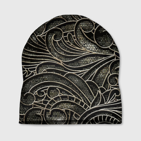 Шапка 3D с принтом Брутальный металлический орнамент в Петрозаводске, 100% полиэстер | универсальный размер, печать по всей поверхности изделия | fashion | grid | metal | ornament | pattern | металл | мода | орнамент | решётка | узор