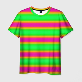 Мужская футболка 3D с принтом Зелено малиновые мягкие размытые полосы в Тюмени, 100% полиэфир | прямой крой, круглый вырез горловины, длина до линии бедер | Тематика изображения на принте: crimson | green | striped pattern | горизонтальные полосы | зеленый | малиновый | полосатый узор