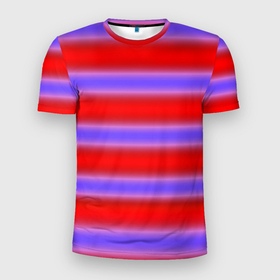 Мужская футболка 3D Slim с принтом Striped pattern мягкие размытые полосы красные фиолетовые в Курске, 100% полиэстер с улучшенными характеристиками | приталенный силуэт, круглая горловина, широкие плечи, сужается к линии бедра | striped | striped pattern | красные полосы | полосатый узор | размытые полосы | фиолетовый