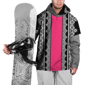 Накидка на куртку 3D с принтом Lace white   Белое кружево в Тюмени, 100% полиэстер |  | Тематика изображения на принте: lace pattern | white lace | белое кружево | кружевной узор | полосы | черный