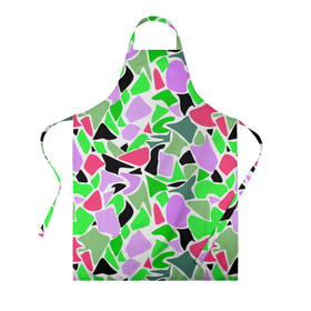 Фартук 3D с принтом Abstract pattern green pink spots в Петрозаводске, 100% полиэстер | общий размер — 65 х 85 см, ширина нагрудника — 26 см, горловина — 53 см, длина завязок — 54 см, общий обхват в поясе — 173 см. Принт на завязках и на горловине наносится с двух сторон, на основной части фартука — только с внешней стороны | abstract pattern | pattern | spots | абстрактный узор | зеленый | пятна | розовый