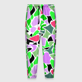 Мужские брюки 3D с принтом Abstract pattern green pink spots в Санкт-Петербурге, 100% полиэстер | манжеты по низу, эластичный пояс регулируется шнурком, по бокам два кармана без застежек, внутренняя часть кармана из мелкой сетки | Тематика изображения на принте: abstract pattern | pattern | spots | абстрактный узор | зеленый | пятна | розовый