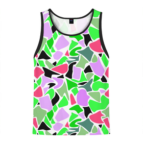 Мужская майка 3D с принтом Abstract pattern green pink spots в Тюмени, 100% полиэстер | круглая горловина, приталенный силуэт, длина до линии бедра. Пройма и горловина окантованы тонкой бейкой | abstract pattern | pattern | spots | абстрактный узор | зеленый | пятна | розовый