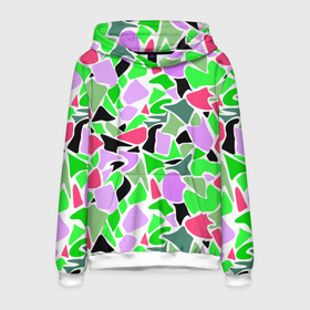 Мужская толстовка 3D с принтом Abstract pattern green pink spots в Санкт-Петербурге, 100% полиэстер | двухслойный капюшон со шнурком для регулировки, мягкие манжеты на рукавах и по низу толстовки, спереди карман-кенгуру с мягким внутренним слоем. | abstract pattern | pattern | spots | абстрактный узор | зеленый | пятна | розовый