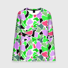 Мужской лонгслив 3D с принтом Abstract pattern green pink spots в Тюмени, 100% полиэстер | длинные рукава, круглый вырез горловины, полуприлегающий силуэт | abstract pattern | pattern | spots | абстрактный узор | зеленый | пятна | розовый