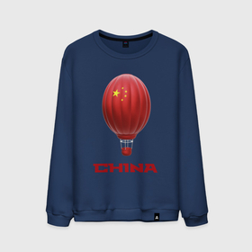 Мужской свитшот хлопок с принтом 3d aerostat China в Санкт-Петербурге, 100% хлопок |  | 3d | 3d aerostat | aerostat flag china | china flag | hot air ballon