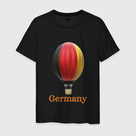 Мужская футболка хлопок с принтом 3d aerostat German flag в Санкт-Петербурге, 100% хлопок | прямой крой, круглый вырез горловины, длина до линии бедер, слегка спущенное плечо. | 3d aerostat | air ballon | german flag | germany | hot air ballon