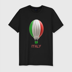 Мужская футболка хлопок Slim с принтом 3d aerostat Italy flag , 92% хлопок, 8% лайкра | приталенный силуэт, круглый вырез ворота, длина до линии бедра, короткий рукав | 3d | 3d aerostat | 3d aerostat italy flag | aerostat | air ballon | ballon | hot air ballon | italy | italy flag