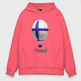 Мужское худи Oversize хлопок с принтом 3d aerostat Finland flag в Санкт-Петербурге, френч-терри — 70% хлопок, 30% полиэстер. Мягкий теплый начес внутри —100% хлопок | боковые карманы, эластичные манжеты и нижняя кромка, капюшон на магнитной кнопке | 3d aerostat | 3d aerostat finland flag | air ballon | ballon | finland | finland flag | hot air ballon