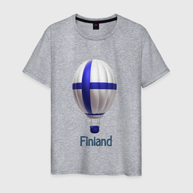 Мужская футболка хлопок с принтом 3d aerostat Finland flag в Санкт-Петербурге, 100% хлопок | прямой крой, круглый вырез горловины, длина до линии бедер, слегка спущенное плечо. | 3d aerostat | 3d aerostat finland flag | air ballon | ballon | finland | finland flag | hot air ballon
