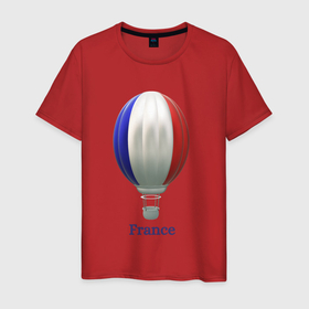 Мужская футболка хлопок с принтом 3d aerostat French flag в Санкт-Петербурге, 100% хлопок | прямой крой, круглый вырез горловины, длина до линии бедер, слегка спущенное плечо. | 3d | 3d aerostat | aerostat french flag | air ballon | ballon | france | french flag | hot air ballon