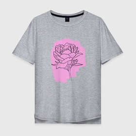 Мужская футболка хлопок Oversize с принтом пион на розовом фоне в Курске, 100% хлопок | свободный крой, круглый ворот, “спинка” длиннее передней части | Тематика изображения на принте: весна | краска | лето | пион | природа | цветок