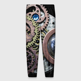 Мужские брюки 3D с принтом Mechanism of gears in Steampunk style в Курске, 100% полиэстер | манжеты по низу, эластичный пояс регулируется шнурком, по бокам два кармана без застежек, внутренняя часть кармана из мелкой сетки | fashion | gears | mechanism | metal | steampunk | style | металл | механизм | мода | стиль | стимпанк | шестерёнки