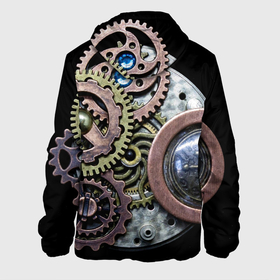 Мужская куртка 3D с принтом Mechanism of gears in Steampunk style в Курске, ткань верха — 100% полиэстер, подклад — флис | прямой крой, подол и капюшон оформлены резинкой с фиксаторами, два кармана без застежек по бокам, один большой потайной карман на груди. Карман на груди застегивается на липучку | fashion | gears | mechanism | metal | steampunk | style | металл | механизм | мода | стиль | стимпанк | шестерёнки