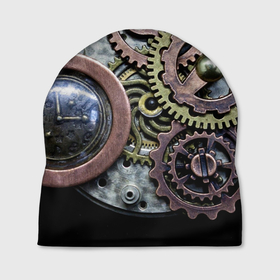 Шапка 3D с принтом Mechanism of gears in Steampunk style в Курске, 100% полиэстер | универсальный размер, печать по всей поверхности изделия | fashion | gears | mechanism | metal | steampunk | style | металл | механизм | мода | стиль | стимпанк | шестерёнки