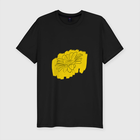 Мужская футболка хлопок Slim с принтом гербера на желтом фоне , 92% хлопок, 8% лайкра | приталенный силуэт, круглый вырез ворота, длина до линии бедра, короткий рукав | весна | гербера | желтый | лето | природа | ромашка | цветок