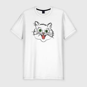 Мужская футболка хлопок Slim с принтом Василий   кот в Белгороде, 92% хлопок, 8% лайкра | приталенный силуэт, круглый вырез ворота, длина до линии бедра, короткий рукав | cat | котенок | котики | коты | кошки