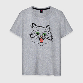 Мужская футболка хлопок с принтом Василий   кот в Петрозаводске, 100% хлопок | прямой крой, круглый вырез горловины, длина до линии бедер, слегка спущенное плечо. | cat | котенок | котики | коты | кошки