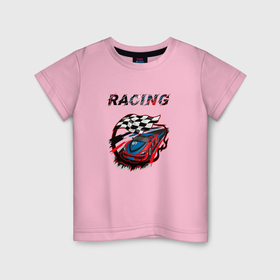 Детская футболка хлопок с принтом Racing car в Курске, 100% хлопок | круглый вырез горловины, полуприлегающий силуэт, длина до линии бедер | racing | racing car | автомобиль | гонки | гоночная машина