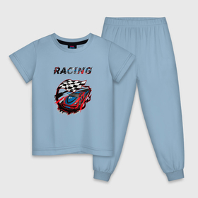 Детская пижама хлопок с принтом Racing car в Кировске, 100% хлопок |  брюки и футболка прямого кроя, без карманов, на брюках мягкая резинка на поясе и по низу штанин
 | racing | racing car | автомобиль | гонки | гоночная машина