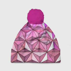 Шапка 3D c помпоном с принтом Треугольная стена в Петрозаводске, 100% полиэстер | универсальный размер, печать по всей поверхности изделия | арт | вектор | векторный рисунок | геометрия | рисунок | треугольник | треугольники | треугольный рисунок
