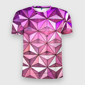 Мужская футболка 3D Slim с принтом Треугольная стена в Тюмени, 100% полиэстер с улучшенными характеристиками | приталенный силуэт, круглая горловина, широкие плечи, сужается к линии бедра | арт | вектор | векторный рисунок | геометрия | рисунок | треугольник | треугольники | треугольный рисунок