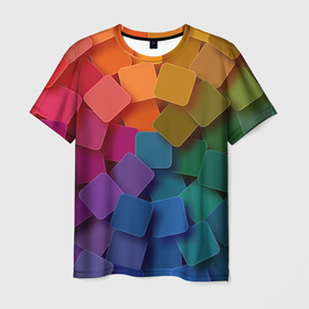 Мужская футболка 3D с принтом Яркий щит в Петрозаводске, 100% полиэфир | прямой крой, круглый вырез горловины, длина до линии бедер | арт | вектор | векторный рисунок | геометрия | лабиринт | рисунок | щит | яркие цвета | яркий лабиринт