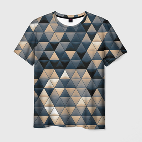 Мужская футболка 3D с принтом Кибернетическая стена в Петрозаводске, 100% полиэфир | прямой крой, круглый вырез горловины, длина до линии бедер | арт | вектор | векторный рисунок | геометрия | кибер панкт | мозаика | рисунок | треугольник | треугольники