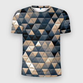 Мужская футболка 3D Slim с принтом Кибернетическая стена , 100% полиэстер с улучшенными характеристиками | приталенный силуэт, круглая горловина, широкие плечи, сужается к линии бедра | арт | вектор | векторный рисунок | геометрия | кибер панкт | мозаика | рисунок | треугольник | треугольники