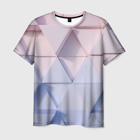 Мужская футболка 3D с принтом Треугольные элементы в Петрозаводске, 100% полиэфир | прямой крой, круглый вырез горловины, длина до линии бедер | арт | вектор | векторный рисунок | геометрия | кибер панкт | мозаика | рисунок | треугольник | треугольники