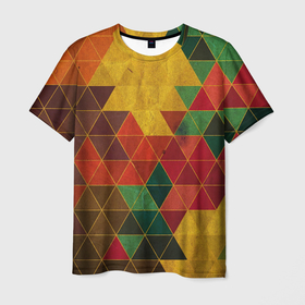 Мужская футболка 3D с принтом Треугольная старая стена в Петрозаводске, 100% полиэфир | прямой крой, круглый вырез горловины, длина до линии бедер | арт | вектор | векторный рисунок | геометрия | кибер панкт | мозаика | рисунок | треугольник | треугольники