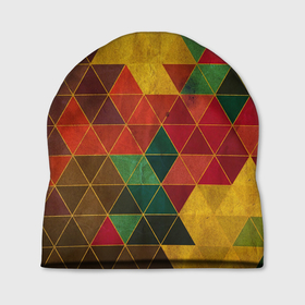 Шапка 3D с принтом Треугольная старая стена в Петрозаводске, 100% полиэстер | универсальный размер, печать по всей поверхности изделия | Тематика изображения на принте: арт | вектор | векторный рисунок | геометрия | кибер панкт | мозаика | рисунок | треугольник | треугольники