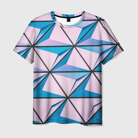 Мужская футболка 3D с принтом 3D иллюзия треугольники в Петрозаводске, 100% полиэфир | прямой крой, круглый вырез горловины, длина до линии бедер | 3d | 3d иллюзаия | 3d рисунок | арт | вектор | векторный рисунок | геометрия | иллюзия | кибер панкт | мозаика | рисунок | треугольник | треугольники