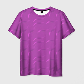 Мужская футболка 3D с принтом Узор из блестящих волнистых линий в Курске, 100% полиэфир | прямой крой, круглый вырез горловины, длина до линии бедер | абстракция | линии | листики | несимметричный | рандомный | сиреневый | узор | фиолетовый