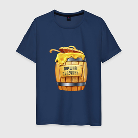 Мужская футболка хлопок с принтом Лучший Пасечник в Екатеринбурге, 100% хлопок | прямой крой, круглый вырез горловины, длина до линии бедер, слегка спущенное плечо. | бочка меда | мед | пасечник | пчеловод | пчелы