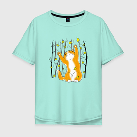 Мужская футболка хлопок Oversize с принтом Осень пришла в Белгороде, 100% хлопок | свободный крой, круглый ворот, “спинка” длиннее передней части | Тематика изображения на принте: cat | котенок | котики | коты | кошки