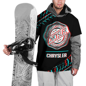 Накидка на куртку 3D с принтом Значок Chrysler в стиле Glitch на темном фоне , 100% полиэстер |  | auto | brand | chrysler | glitch | logo | symbol | авто | бренд | глитч | значок | крайслер | краска | лого | символ