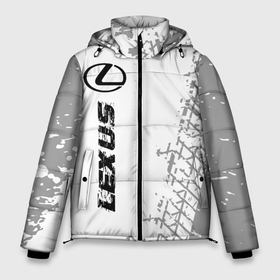 Мужская зимняя куртка 3D с принтом Lexus Speed на светлом фоне со следами шин , верх — 100% полиэстер; подкладка — 100% полиэстер; утеплитель — 100% полиэстер | длина ниже бедра, свободный силуэт Оверсайз. Есть воротник-стойка, отстегивающийся капюшон и ветрозащитная планка. 

Боковые карманы с листочкой на кнопках и внутренний карман на молнии. | auto | brand | lexus | logo | speed | symbol | авто | бренд | лексус | лого | символ | следы | шины