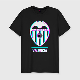 Мужская футболка хлопок Slim с принтом Valencia FC в стиле Glitch , 92% хлопок, 8% лайкра | приталенный силуэт, круглый вырез ворота, длина до линии бедра, короткий рукав | club | fc | football | glitch | logo | valencia | валенсия | глитч | клуб | лого | мяч | символ | спорт | футбол | футболист | футболисты | футбольный
