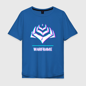 Мужская футболка хлопок Oversize с принтом Warframe в стиле Glitch (Баги Графики) в Курске, 100% хлопок | свободный крой, круглый ворот, “спинка” длиннее передней части | glitch | logo | warframe | баги | варфрейм | глитч | игра | игры | лого | логотип | символ