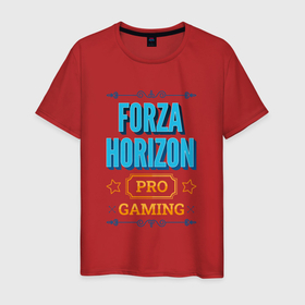 Мужская футболка хлопок с принтом Игра Forza Horizon PRO Gaming в Белгороде, 100% хлопок | прямой крой, круглый вырез горловины, длина до линии бедер, слегка спущенное плечо. | forza | forza horizon | horizon | logo | pro | игра | игры | лого | логотип | символ | форза | хорайзон