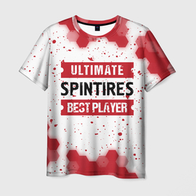Мужская футболка 3D с принтом Spintires: красные таблички Best Player и Ultimate в Петрозаводске, 100% полиэфир | прямой крой, круглый вырез горловины, длина до линии бедер | logo | spintires | ultimate | игра | игры | лого | логотип | символ | соты | спинтаерс