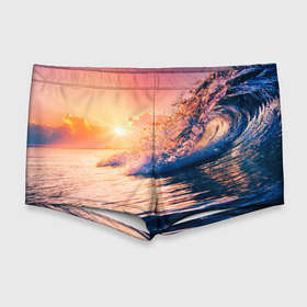 Мужские купальные плавки 3D с принтом Ocean element в Новосибирске, Полиэстер 85%, Спандекс 15% |  | Тематика изображения на принте: волны | закат | море | океан | солнце