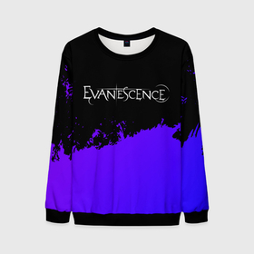 Мужской свитшот 3D с принтом Evanescence Purple Grunge в Екатеринбурге, 100% полиэстер с мягким внутренним слоем | круглый вырез горловины, мягкая резинка на манжетах и поясе, свободная посадка по фигуре | 