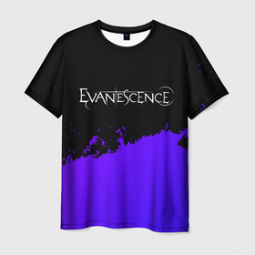 Мужская футболка 3D с принтом Evanescence Purple Grunge в Петрозаводске, 100% полиэфир | прямой крой, круглый вырез горловины, длина до линии бедер | 