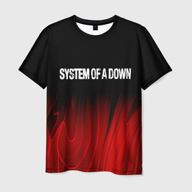 Мужская футболка 3D с принтом System of a Down Red Plasma в Курске, 100% полиэфир | прямой крой, круглый вырез горловины, длина до линии бедер | 